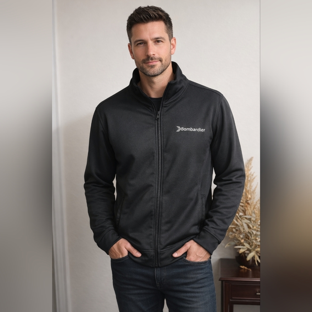 Men's Black Lightweight Full-Zip Shirt Jacket
